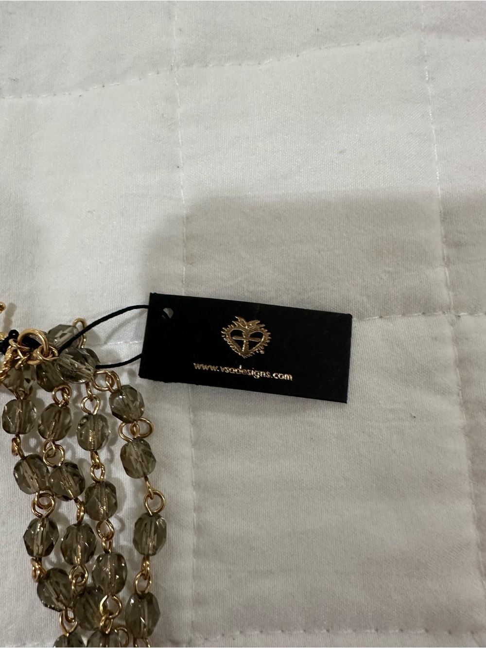 Multi-Strand Crystal Bead Necklace with Gold Accents Virgins Saints & Angels - Picture 4 of 4